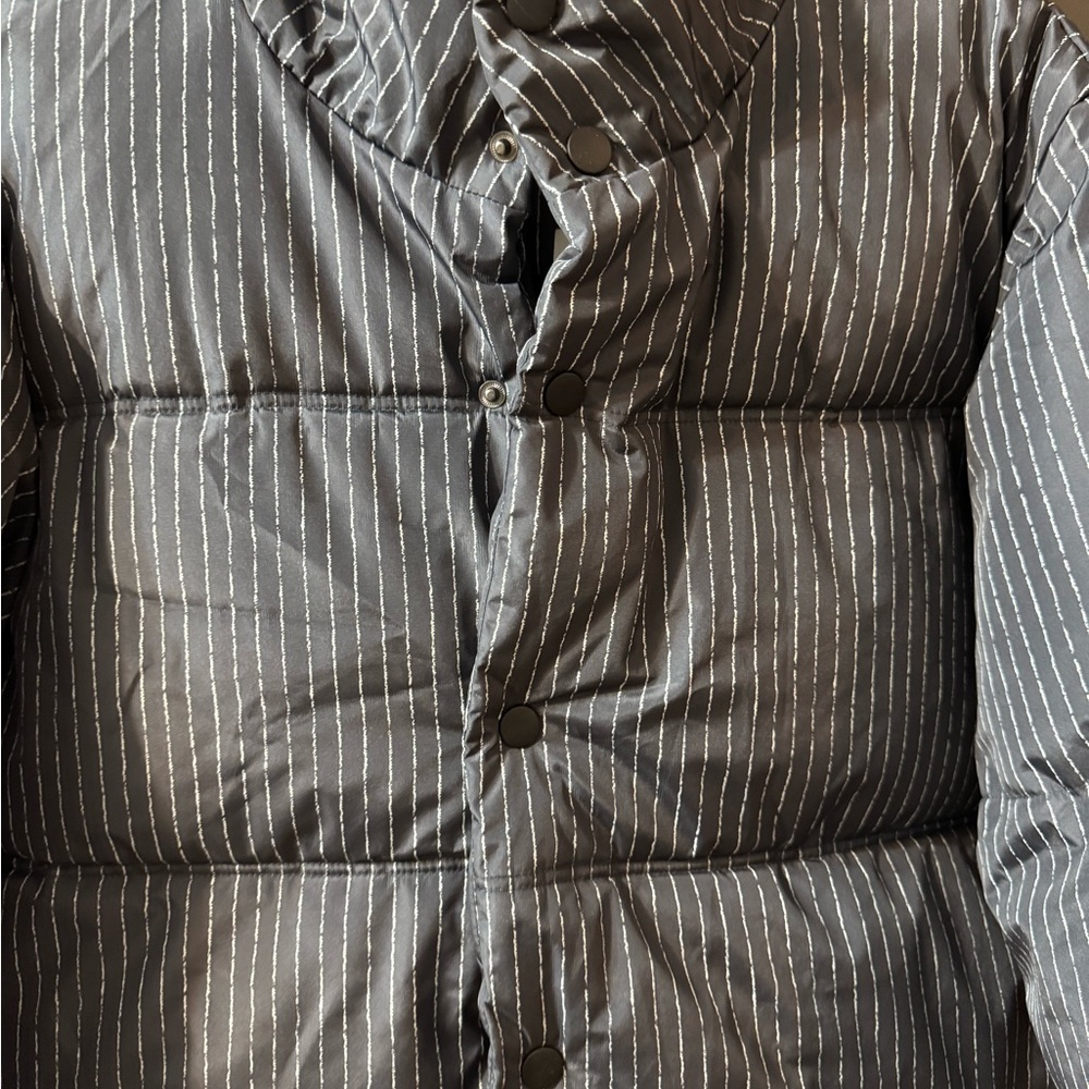 Topman Gray Puffer Jacket with Ribbed Pattern - Picture 12 of 12